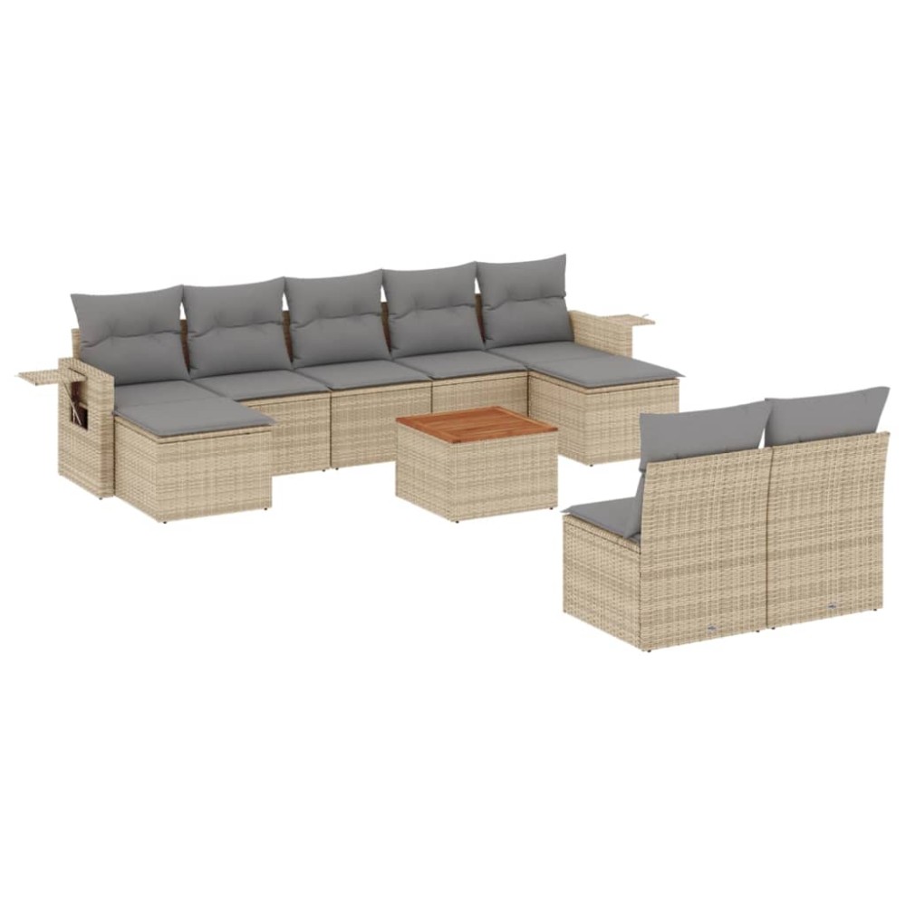 vidaXL Set canapele de grădină cu perne, 10 piese, bej, poliratan