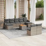 vidaXL Set mobilier de grădină cu perne, 10 piese, gri, poliratan vidaXL Set mobilier de grădină cu perne, 10 piese, gri, poliratan