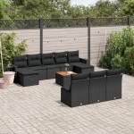 vidaXL Set canapele de grădină cu perne, 11 piese, negru, poliratan vidaXL Set canapele de grădină cu perne, 11 piese, negru, poliratan