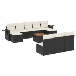 vidaXL Set canapele de grădină cu perne, 11 piese, negru, poliratan vidaXL Set canapele de grădină cu perne, 11 piese, negru, poliratan