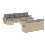 vidaXL Set canapele de grădină cu perne, 11 piese, bej, poliratan