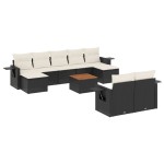 vidaXL Set canapele de grădină cu perne, 10 piese, negru, poliratan vidaXL Set canapele de grădină cu perne, 10 piese, negru, poliratan