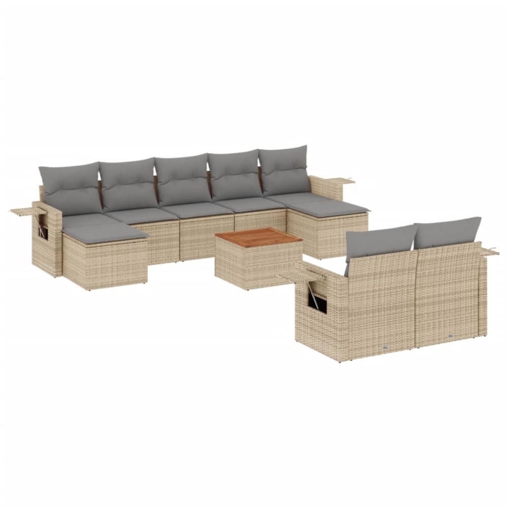 vidaXL Set canapele de grădină cu perne, 10 piese, bej, poliratan