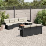 vidaXL Set canapele de grădină cu perne, 11 piese, negru, poliratan vidaXL Set canapele de grădină cu perne, 11 piese, negru, poliratan