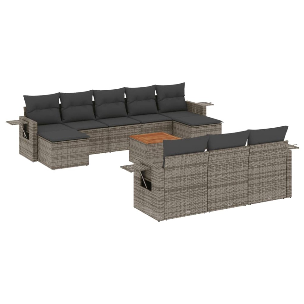 vidaXL Set canapele de grădină cu perne, 11 piese, gri, poliratan