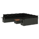 vidaXL Set canapele de grădină, 12 piese, cu perne, negru, poliratan vidaXL Set canapele de grădină, 12 piese, cu perne, negru, poliratan
