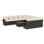 vidaXL Set canapele de grădină, 12 piese, cu perne, negru, poliratan vidaXL Set canapele de grădină, 12 piese, cu perne, negru, poliratan