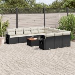 vidaXL Set canapele de grădină, 12 piese, cu perne, negru, poliratan vidaXL Set canapele de grădină, 12 piese, cu perne, negru, poliratan