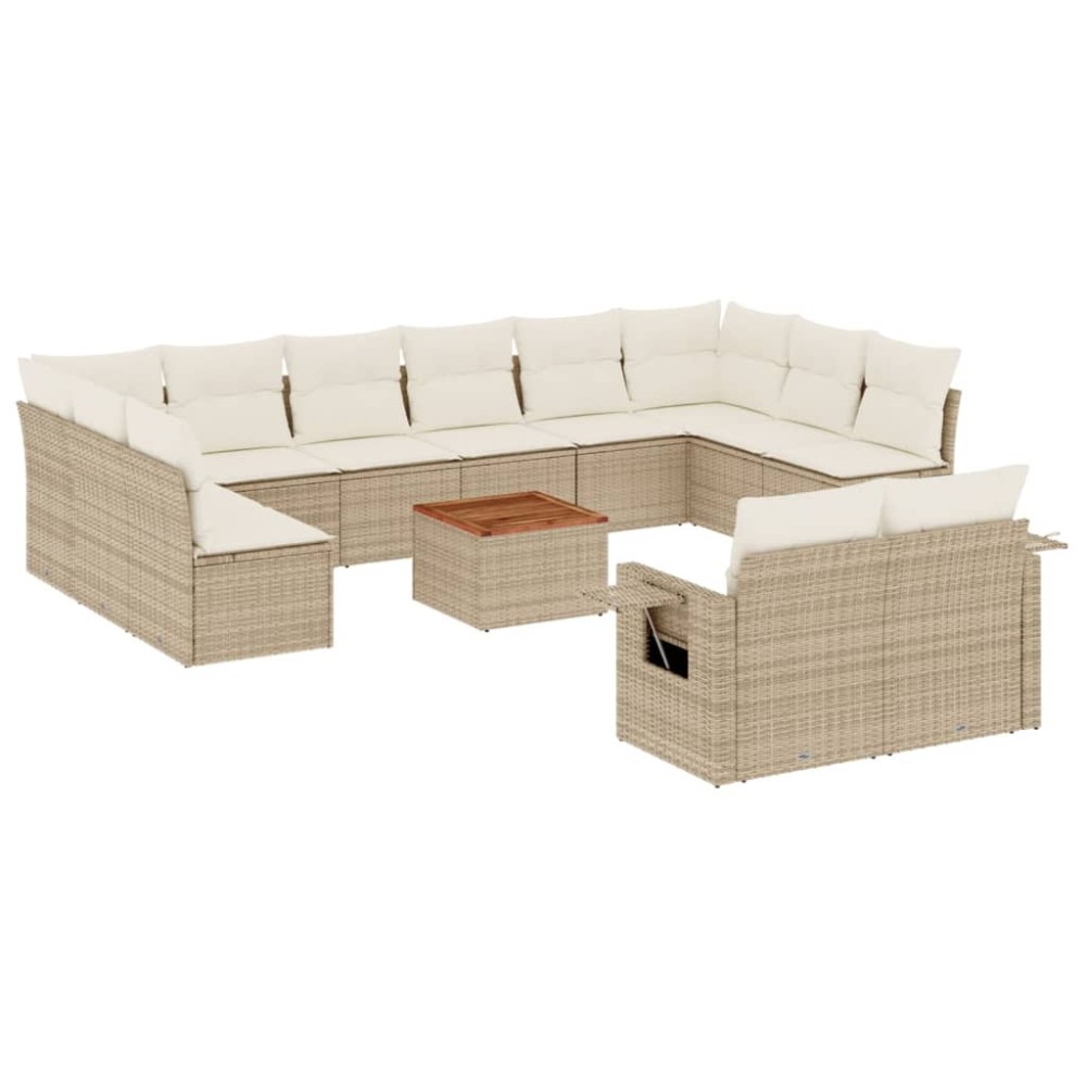 vidaXL Set canapele de grădină, 13 piese, cu perne, bej, poliratan