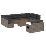 vidaXL Set mobilier de grădină cu perne, 13 piese, gri, poliratan vidaXL Set mobilier de grădină cu perne, 13 piese, gri, poliratan