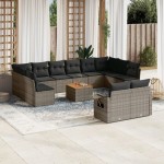 vidaXL Set mobilier de grădină cu perne, 13 piese, gri, poliratan vidaXL Set mobilier de grădină cu perne, 13 piese, gri, poliratan