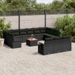 vidaXL Set mobilier de grădină cu perne, 14 piese, negru, poliratan vidaXL Set mobilier de grădină cu perne, 14 piese, negru, poliratan