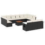 vidaXL Set mobilier de grădină cu perne, 14 piese, negru, poliratan vidaXL Set mobilier de grădină cu perne, 14 piese, negru, poliratan