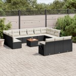 vidaXL Set mobilier de grădină cu perne, 14 piese, negru, poliratan vidaXL Set mobilier de grădină cu perne, 14 piese, negru, poliratan