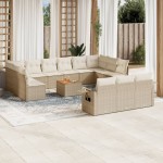 vidaXL Set canapele de grădină, 14 piese, cu perne, bej, poliratan vidaXL Set canapele de grădină, 14 piese, cu perne, bej, poliratan