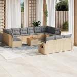 vidaXL Set canapele de grădină, 14 piese, cu perne, bej, poliratan vidaXL Set canapele de grădină, 14 piese, cu perne, bej, poliratan
