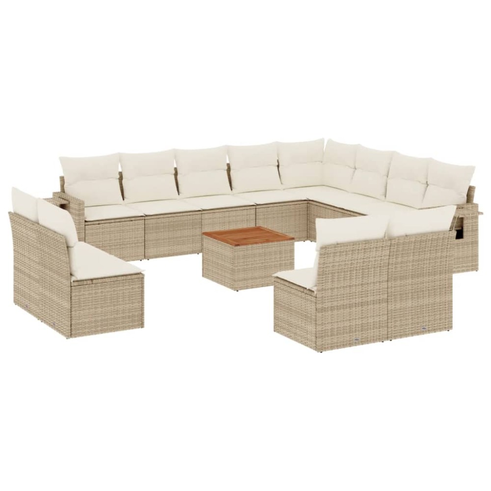 vidaXL Set canapele de grădină, 13 piese, cu perne, bej, poliratan