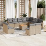vidaXL Set canapele de grădină, 13 piese, cu perne, bej, poliratan vidaXL Set canapele de grădină, 13 piese, cu perne, bej, poliratan