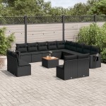 vidaXL Set mobilier de grădină cu perne, 14 piese, negru, poliratan vidaXL Set mobilier de grădină cu perne, 14 piese, negru, poliratan