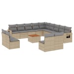 vidaXL Set canapele de grădină, 14 piese, cu perne, bej, poliratan vidaXL Set canapele de grădină, 14 piese, cu perne, bej, poliratan