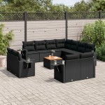 vidaXL Set canapele de grădină, 12 piese, cu perne, negru, poliratan vidaXL Set canapele de grădină, 12 piese, cu perne, negru, poliratan