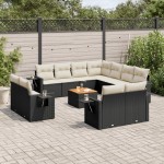 vidaXL Set canapele de grădină, 12 piese, cu perne, negru, poliratan vidaXL Set canapele de grădină, 12 piese, cu perne, negru, poliratan