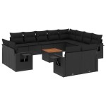 vidaXL Set mobilier de grădină cu perne, 13 piese, negru, poliratan vidaXL Set mobilier de grădină cu perne, 13 piese, negru, poliratan