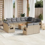 vidaXL Set canapele de grădină, 13 piese, cu perne, bej, poliratan vidaXL Set canapele de grădină, 13 piese, cu perne, bej, poliratan