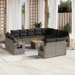 vidaXL Set mobilier de grădină cu perne, 13 piese, gri, poliratan vidaXL Set mobilier de grădină cu perne, 13 piese, gri, poliratan