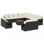 vidaXL Set mobilier de grădină cu perne, 14 piese, negru, poliratan vidaXL Set mobilier de grădină cu perne, 14 piese, negru, poliratan
