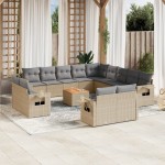 vidaXL Set canapele de grădină, 14 piese, cu perne, bej, poliratan vidaXL Set canapele de grădină, 14 piese, cu perne, bej, poliratan