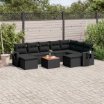 vidaXL Set canapele de grădină cu perne, 10 piese, negru, poliratan vidaXL Set canapele de grădină cu perne, 10 piese, negru, poliratan