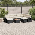 vidaXL Set canapele de grădină cu perne, 10 piese, negru, poliratan vidaXL Set canapele de grădină cu perne, 10 piese, negru, poliratan