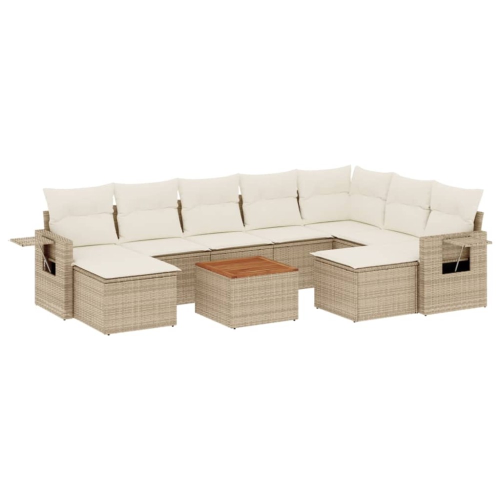 vidaXL Set canapele de grădină cu perne, 10 piese, bej, poliratan