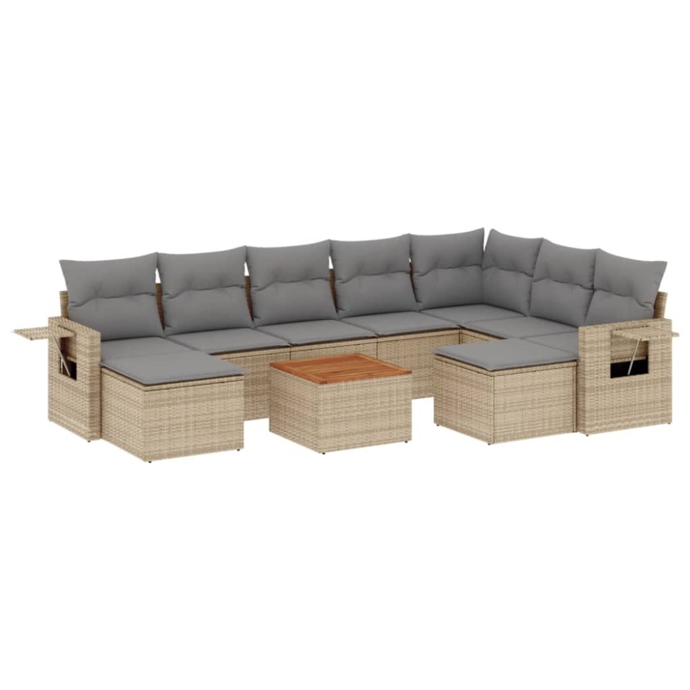 vidaXL Set canapele de grădină cu perne, 10 piese, bej, poliratan
