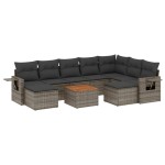vidaXL Set mobilier de grădină cu perne, 10 piese, gri, poliratan vidaXL Set mobilier de grădină cu perne, 10 piese, gri, poliratan