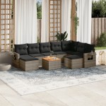 vidaXL Set mobilier de grădină cu perne, 10 piese, gri, poliratan vidaXL Set mobilier de grădină cu perne, 10 piese, gri, poliratan