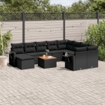 vidaXL Set canapele de grădină cu perne, 11 piese, negru, poliratan vidaXL Set canapele de grădină cu perne, 11 piese, negru, poliratan