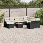 vidaXL Set canapele de grădină cu perne, 11 piese, negru, poliratan vidaXL Set canapele de grădină cu perne, 11 piese, negru, poliratan