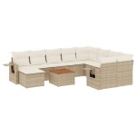vidaXL Set canapele de grădină cu perne, 11 piese, bej, poliratan