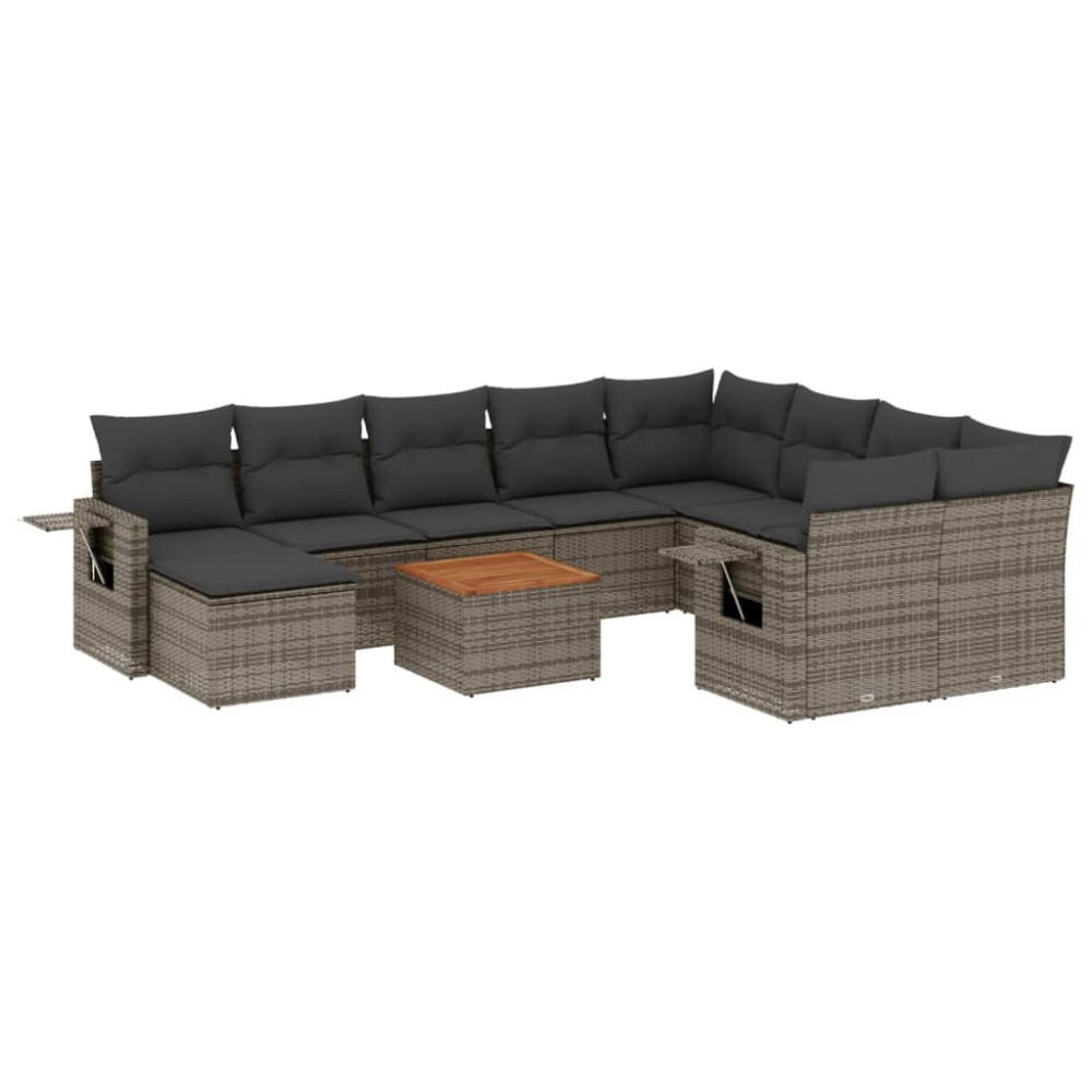 vidaXL Set canapele de grădină cu perne, 11 piese, gri, poliratan