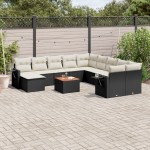 vidaXL Set canapele de grădină, 12 piese, cu perne, negru, poliratan vidaXL Set canapele de grădină, 12 piese, cu perne, negru, poliratan