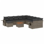 vidaXL Set canapea de grădină cu perne, 12 piese, gri, poliratan vidaXL Set canapea de grădină cu perne, 12 piese, gri, poliratan
