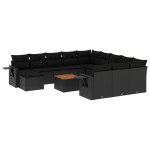 vidaXL Set mobilier de grădină cu perne, 13 piese, negru, poliratan vidaXL Set mobilier de grădină cu perne, 13 piese, negru, poliratan