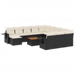 vidaXL Set mobilier de grădină cu perne, 13 piese, negru, poliratan vidaXL Set mobilier de grădină cu perne, 13 piese, negru, poliratan