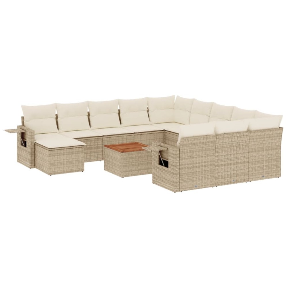 vidaXL Set canapele de grădină, 13 piese, cu perne, bej, poliratan
