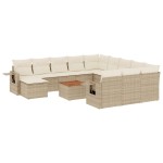 vidaXL Set canapele de grădină, 13 piese, cu perne, bej, poliratan vidaXL Set canapele de grădină, 13 piese, cu perne, bej, poliratan