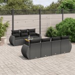vidaXL Set mobilier de grădină cu perne, 8 piese, negru, poliratan vidaXL Set mobilier de grădină cu perne, 8 piese, negru, poliratan
