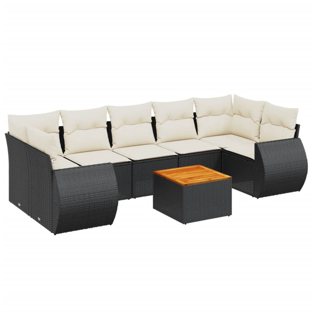 vidaXL Set mobilier de grădină cu perne, 8 piese, negru, poliratan