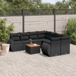 vidaXL Set mobilier de grădină cu perne, 9 piese, negru, poliratan vidaXL Set mobilier de grădină cu perne, 9 piese, negru, poliratan